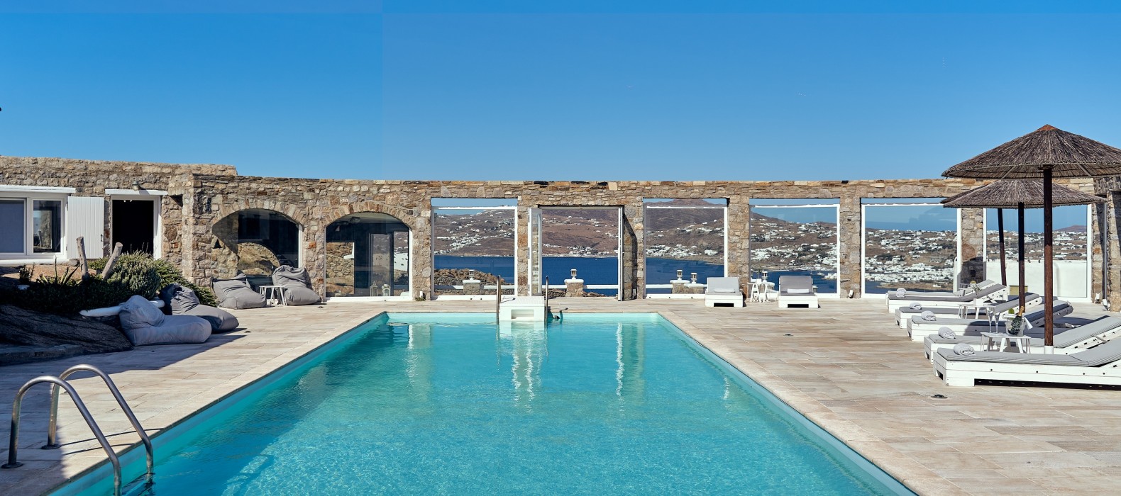 Exterior pool are of Villa Mura Mura in Mykonos