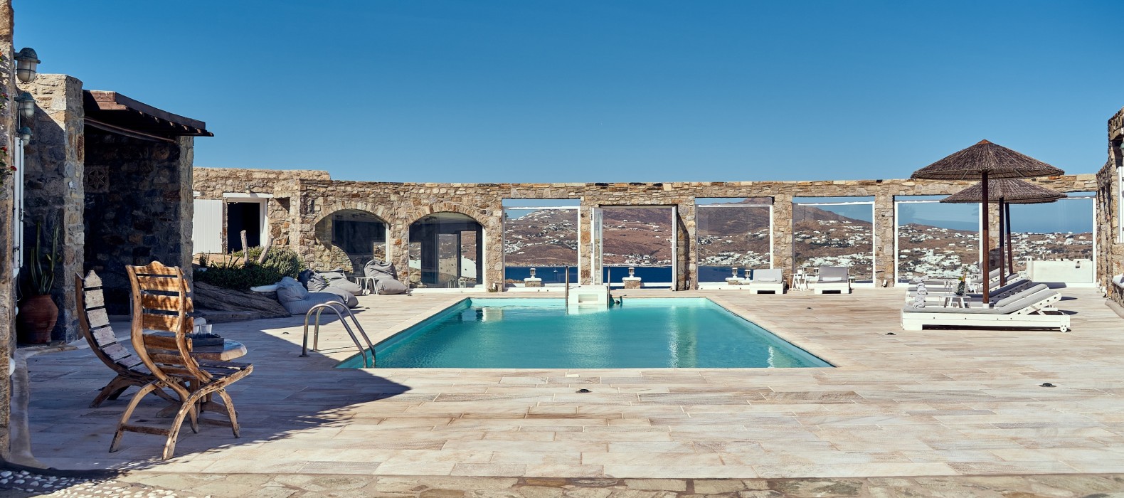 Exterior pool area of Villa Mura Mura in Mykonos