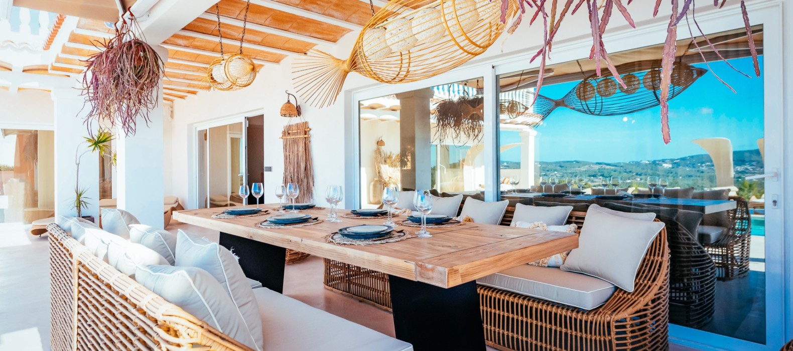 Exterior dining area of Villa The Nest Two in Ibiza