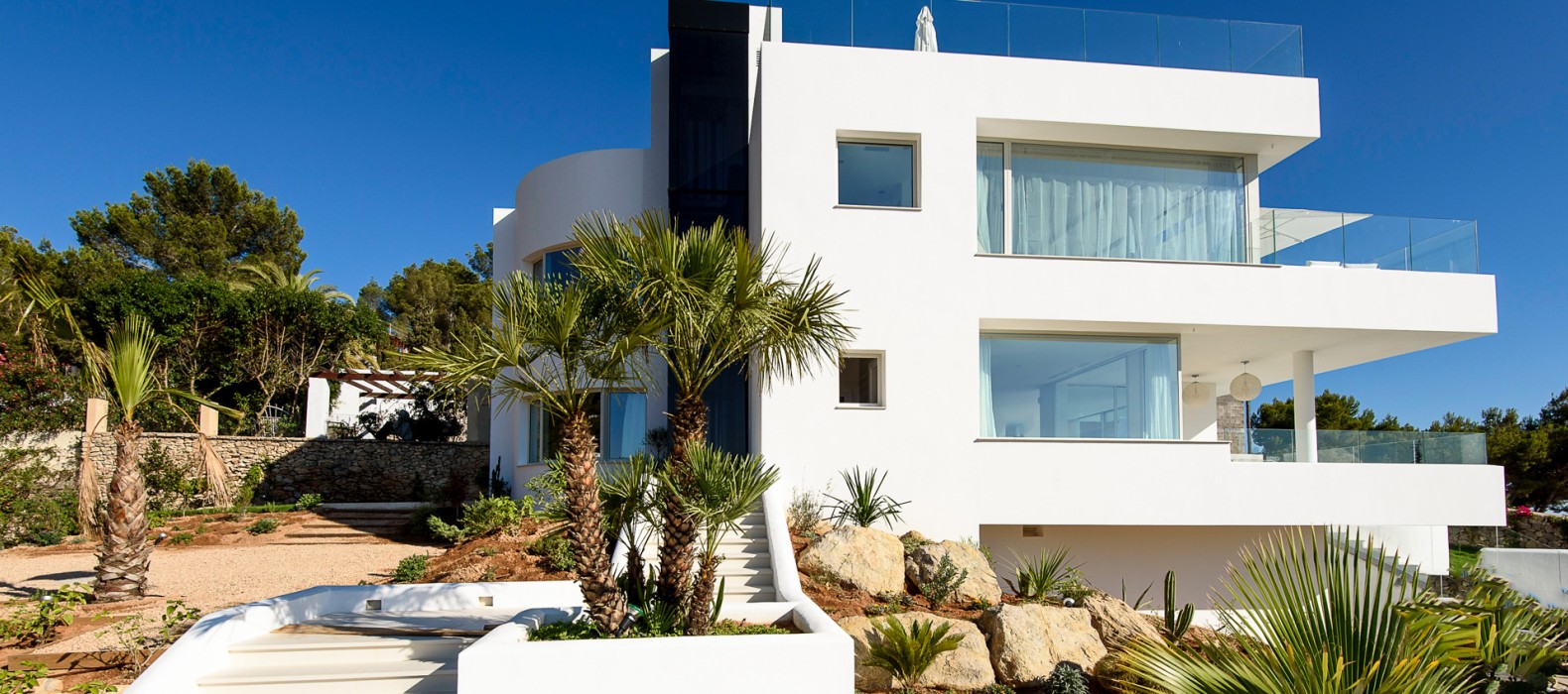 View from stairs to Villa Triple X in Ibiza